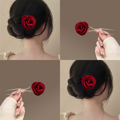 【设计师原创】小众红色花朵发簪