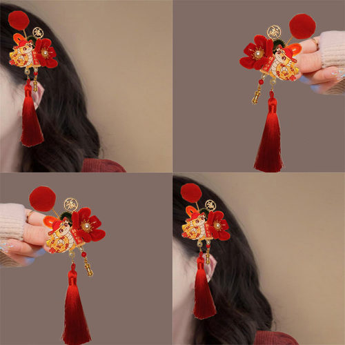 【设计师原创】新年红色发夹蛇年