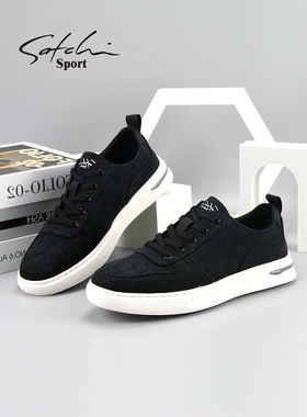 沙驰运动布鞋男鞋系带板鞋男士软底舒适轻便休闲鞋透气帆布鞋