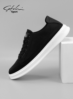 沙驰运动布鞋男鞋系带网面帆布鞋透气软底休闲鞋板鞋