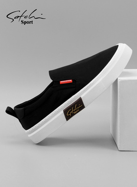 沙驰运动布鞋舒适帆布鞋一脚蹬套脚男鞋板鞋男士轻便休闲鞋