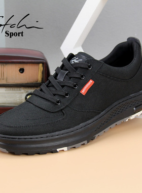 沙驰运动布鞋男鞋低帮系带休闲鞋男士轻便透气板鞋帆布鞋