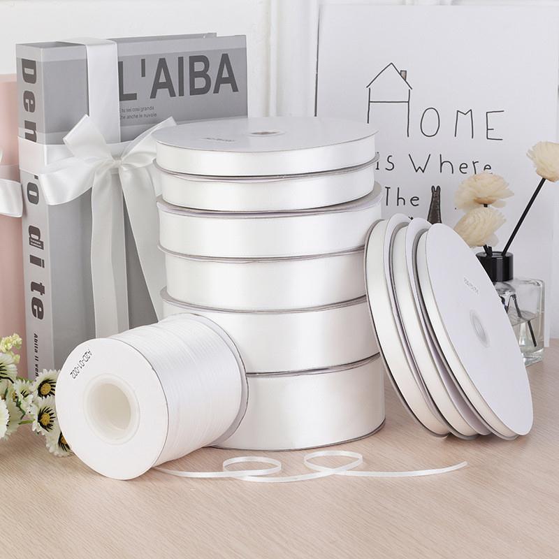 0.3-5cm白色加密涤纶织带提花缎带手工DIY礼盒包装丝带平纹带绸带