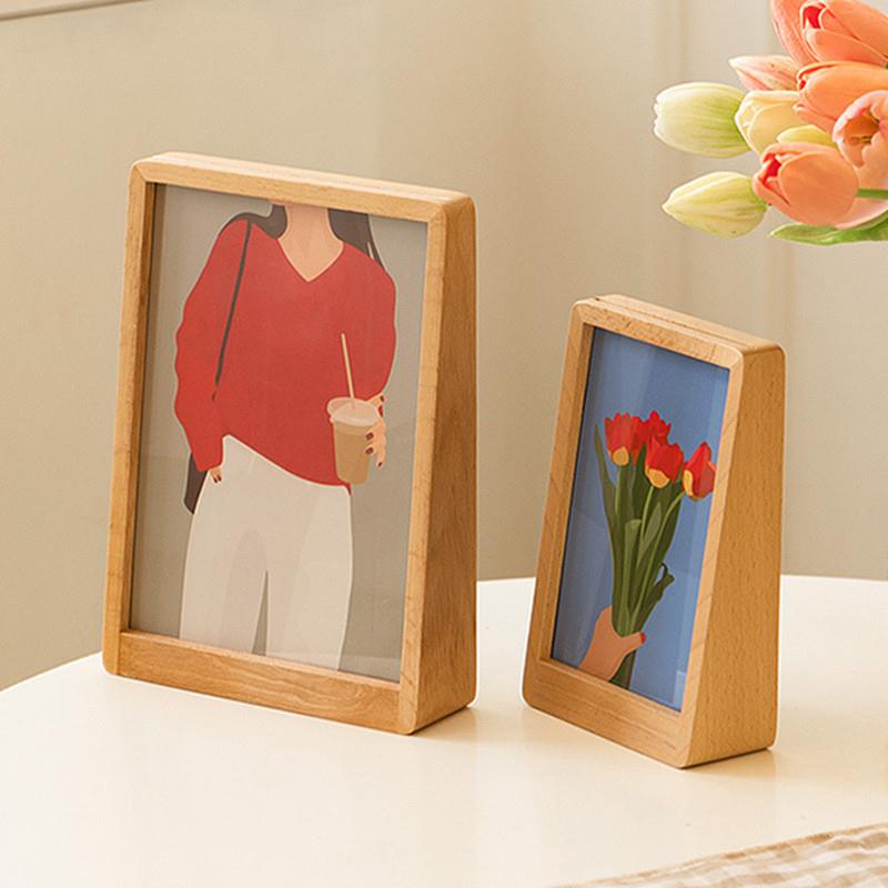 创意亚克力梯形实木相框洗照片做成摆台diy装裱插画展示相框摆台