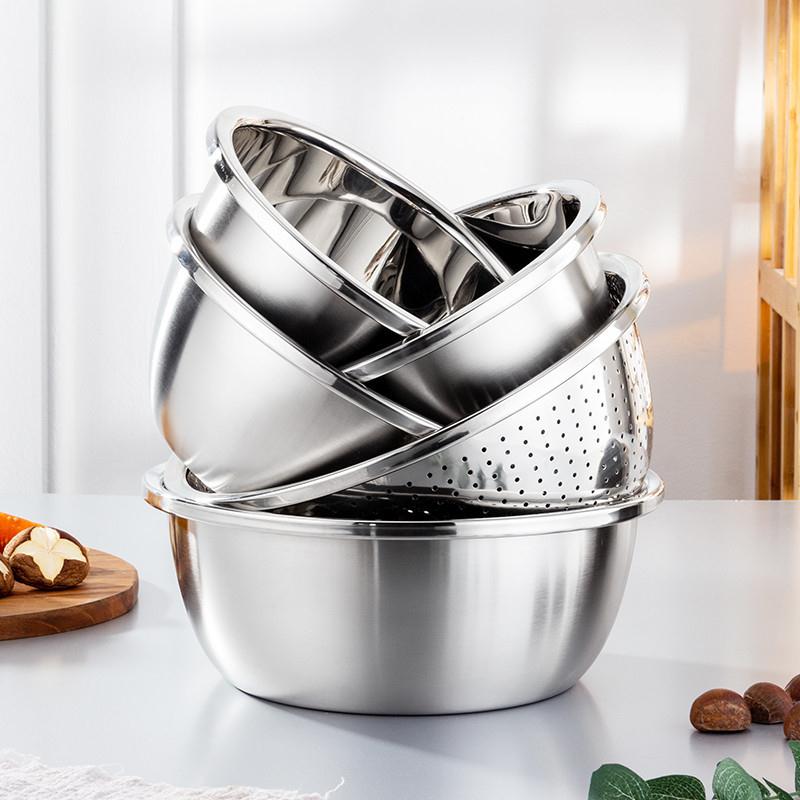 食品级304不锈钢盆家用加厚盆子和面打蛋洗菜沥水盆汤饭盆调料盆