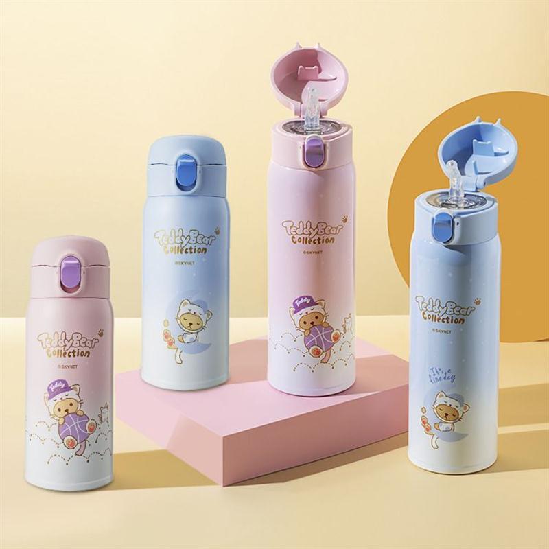 日本316不锈钢保温杯吸管杯女儿童幼儿园水杯小学生水壶328