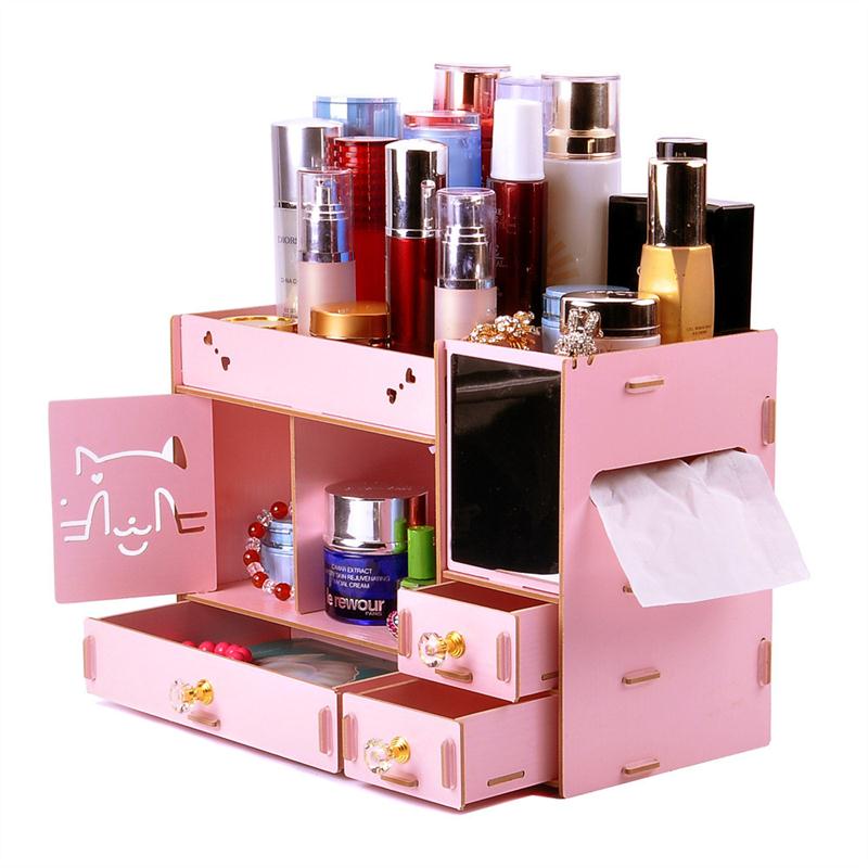 厂家欧式化妆品收纳盒自制DIY大号木质化妆盒整理收纳