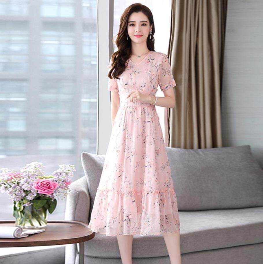 Chiffon Dress temperament Self cultivation Korean Edition summer Women's wear 2020 new pattern Floral skirtin the Women's clothing/Boutique , Dress  category - from Buy2taobao.com to provide professional Taobao agent buy service