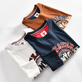 线下399 新品 美式 港潮订单 复古印花水洗磨毛全棉圆领长袖 T恤男