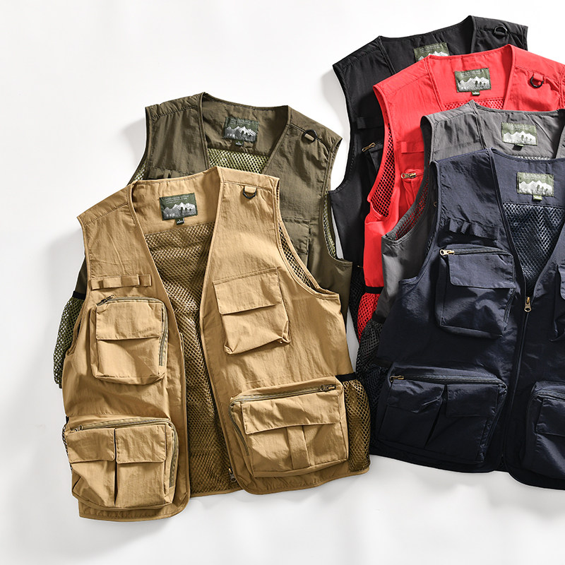 户外机能风/透气防泼水!外贸男士多功能透气网眼工装钓鱼马甲背心,男装,常规马甲,淘宝优惠券,粉丝福利购,淘宝优惠卷