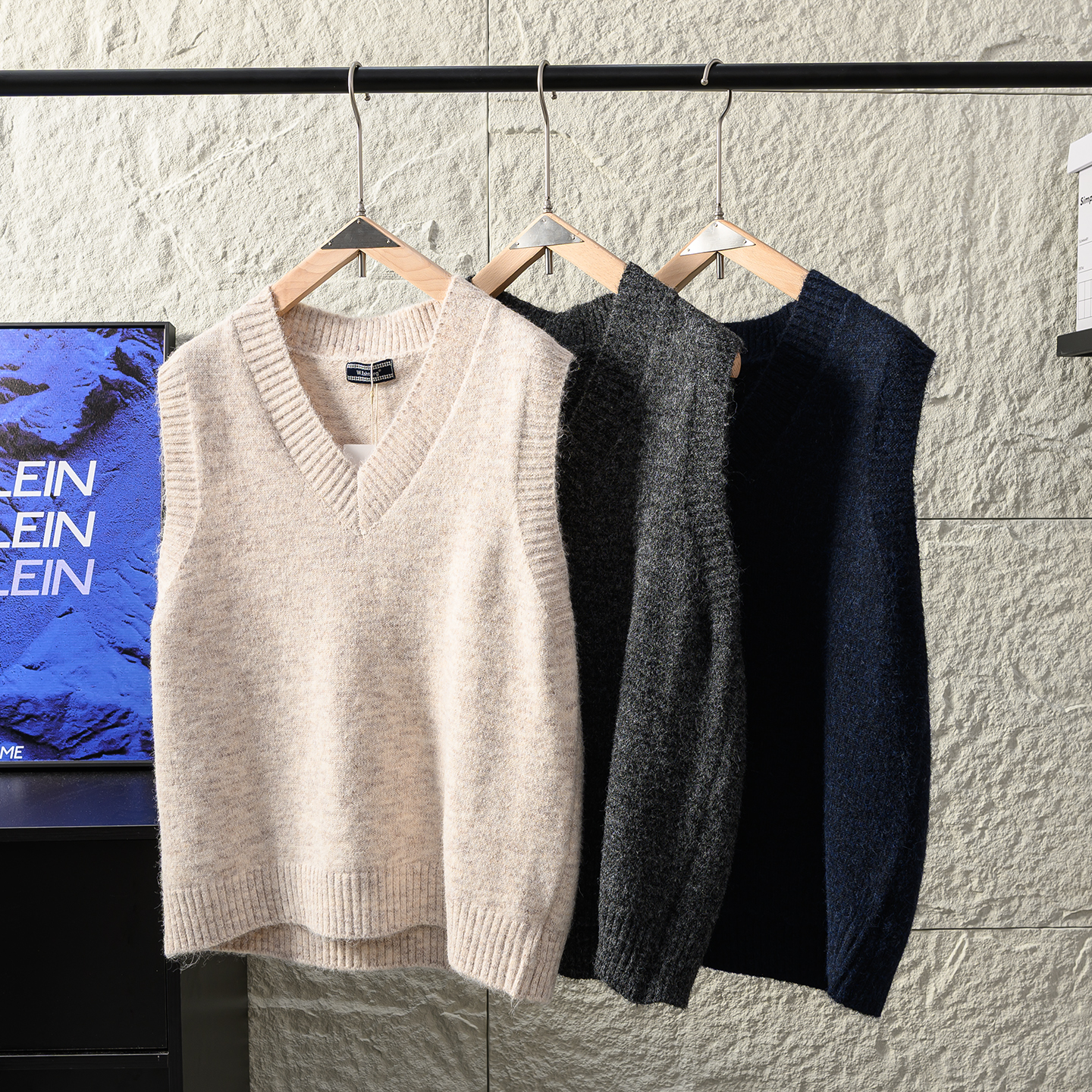 日系简约！高克重含绵羊毛！秋冬男士休闲百搭V领针织马甲背心潮