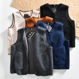北欧高端户外！情侣可穿秋冬男女纯色百搭双面绒厚实坎肩背心马甲