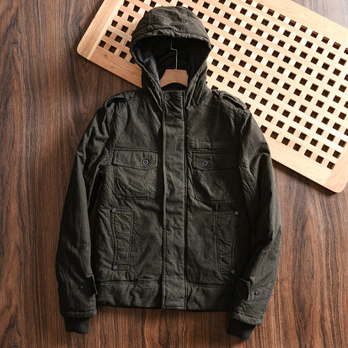 男士秋冬工装风连帽夹克外套