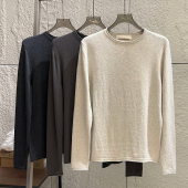 轻奢 亲肤舒适薄款 羊绒羊毛混纺 男士 弹力透气圆领毛衣 秋季 意式