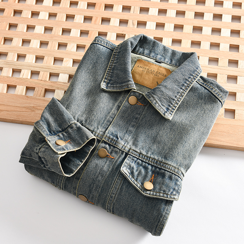 复古脏洗做旧石磨男士牛仔外套