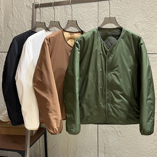 户外紫标系！90白鸭绒！秋冬男女日系双面穿宽松休闲无领羽绒服潮