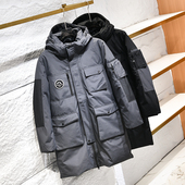 工装 加厚保暖白鸭绒中长款 防寒服 男士 连帽羽绒服 冬季 线下2000