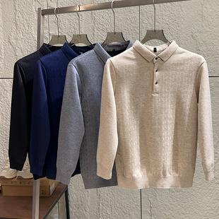 外贸保暖长袖 秋冬男士 商务翻领加绒毛衣 羊毛桑蚕丝 轻奢品质