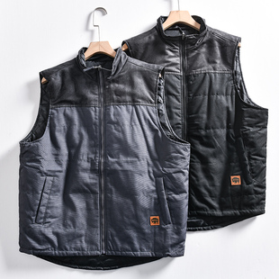 麂皮绒拼接！内里夹棉！外贸男士立领休闲百搭保暖马甲背心外套冬