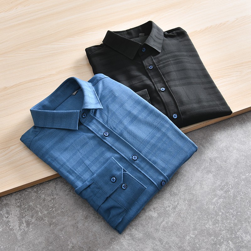 商务休闲丝光暗纹尖领长袖衬衫