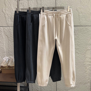 松紧腰加绒加厚束脚休闲卫裤 女款 外贸女士冬季 舒适百搭 潮 苾备