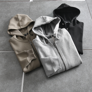 王炸级 高克重珠地棉 外贸男装尾货春季新款休闲连帽开衫卫衣外套