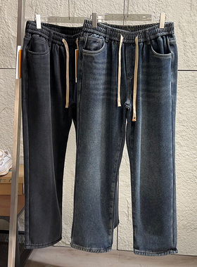 闭眼入！摇粒绒内里！外贸男装冬季松紧腰保暖舒适百搭休闲牛仔裤