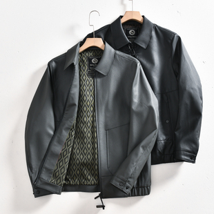 高端奢品！水洗超纤皮！秋冬外贸男士轻商务休闲百搭翻领皮衣夹克
