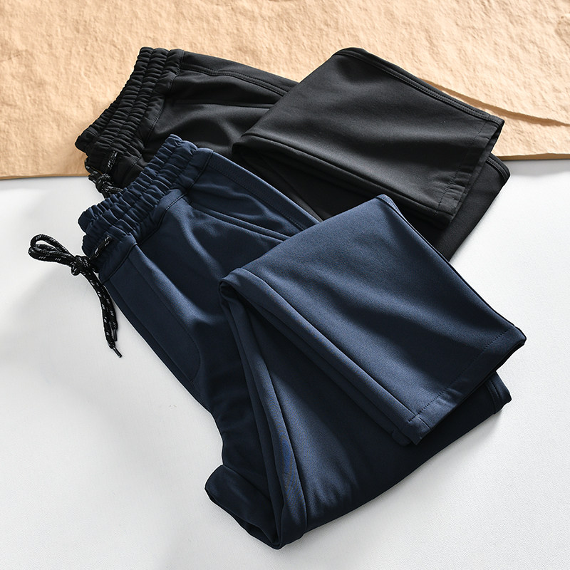 加绒加厚户外休闲松紧腰直筒长裤