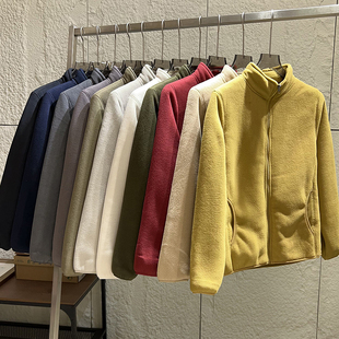 加绒加厚摇粒绒立领夹克保暖外套 秋冬外贸男女款 出口单 巨保暖