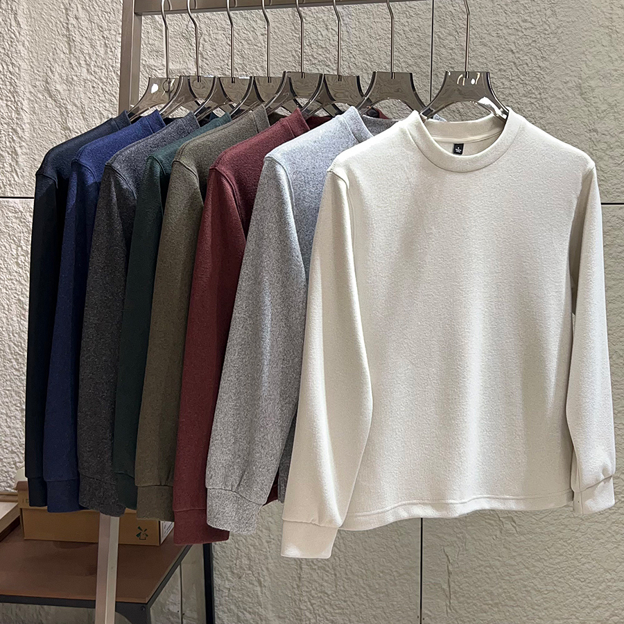 客供花纱针织纯色圆领长袖卫衣潮