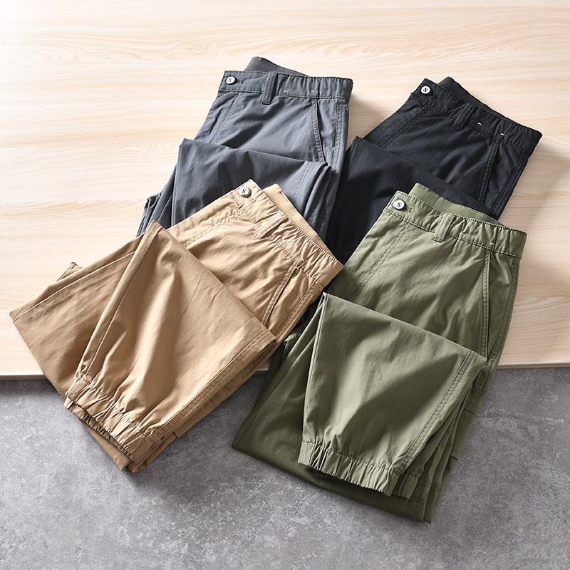 日单2025棉质水洗舒适 外贸男装春季新款工装多口袋束脚休闲裤潮,男装,休闲裤,淘宝优惠券,粉丝福利购,淘宝优惠卷
