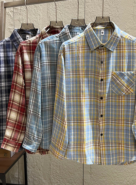 万年常青！美式复古水洗磨毛！秋季男女经典格纹长袖衬衫格子衬衣