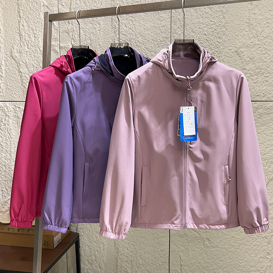 双面可穿户外蓄热连帽夹克外套女