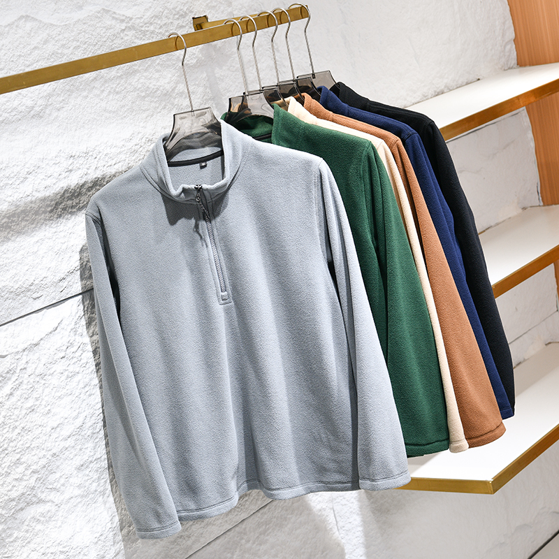 亲肤保暖舒适休闲半拉链抓绒衣