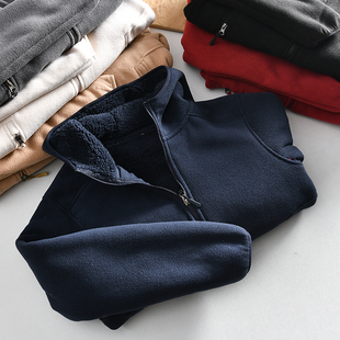 太暖和了！速热双面摇粒绒！秋冬户外加绒加厚保暖连帽夹克外套男