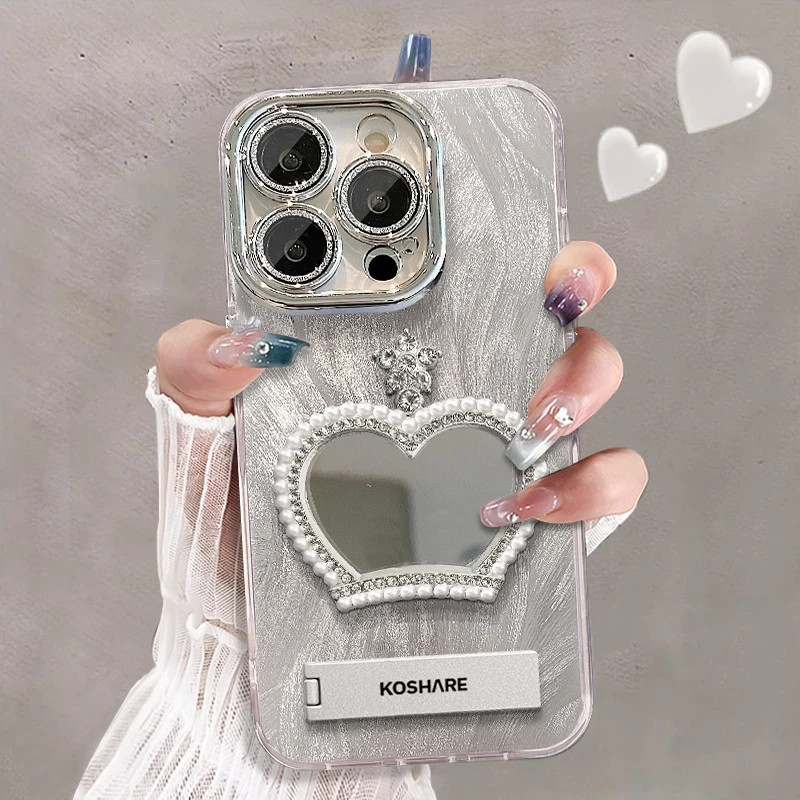 皇冠补妆镜适用苹果17promax手机壳iphone15/16高级感华为mate60pro新款Pura70女荣耀200羽纱Reno12/S19/小米