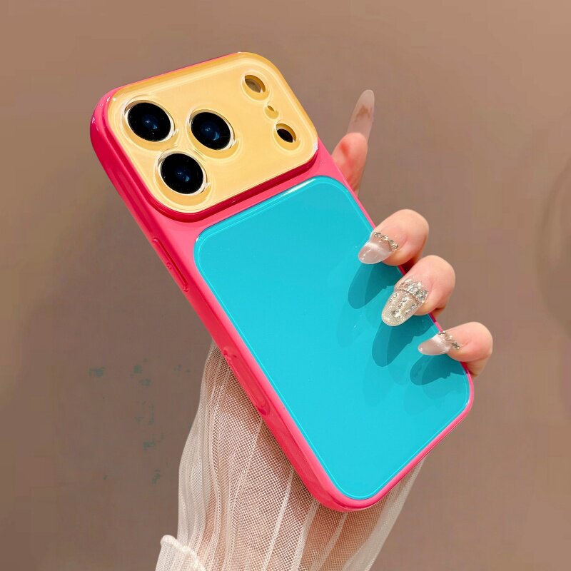 撞色多巴胺一体AI按键适用苹果17promax手机壳iphone16pro防指纹15防摔14秒变大视窗精孔全包壳男女通用硬壳