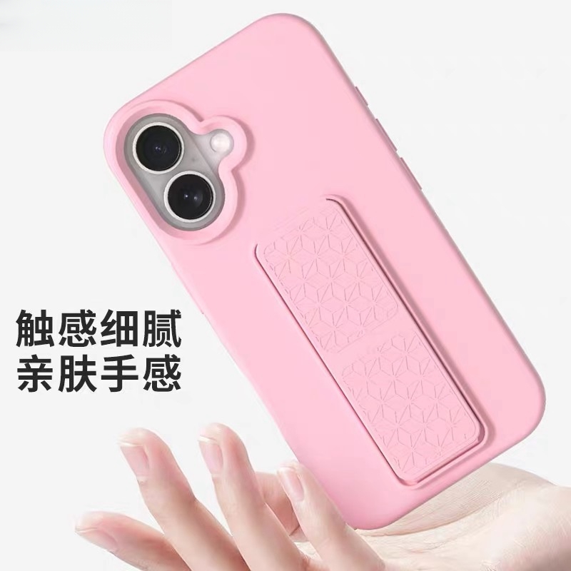 耐脏不发黄可水洗适用iPhone16plus手机壳大孔苹果15promax液态硅胶14自带折叠腕带支架13纯色12防摔11亲肤8R