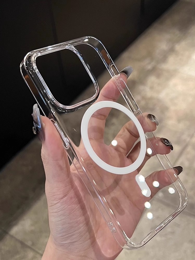 u【薄如隐形，不发黄】iphone15/15pro手机壳PC硬壳磁吸透明带镜头膜适用苹果14/13proMax超薄12保护套男女mj