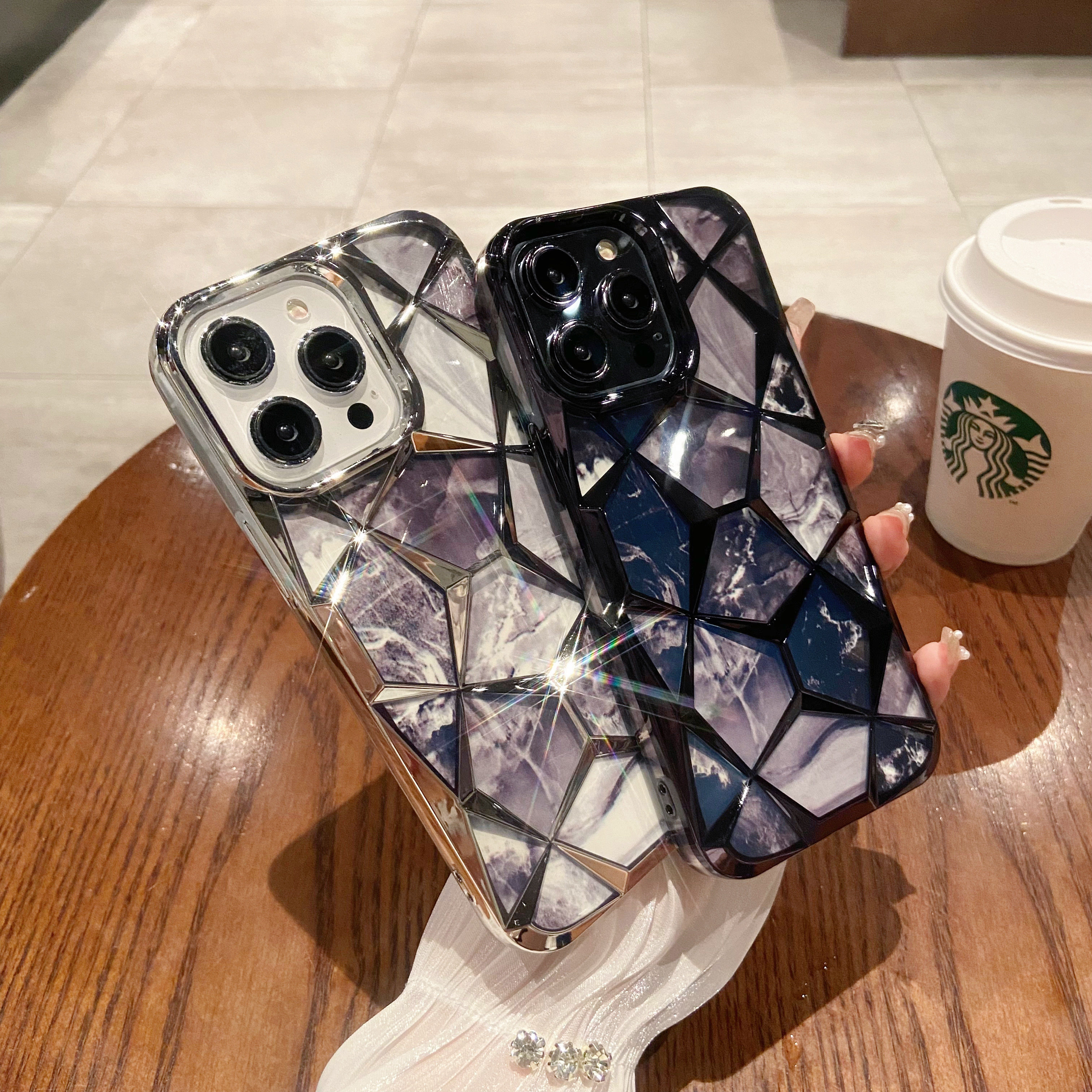 奢华菱形渐变钻石纹适用苹果17手机壳iphone16promax新款15软壳12女款14pro高级感网红13promax苹果14保护套