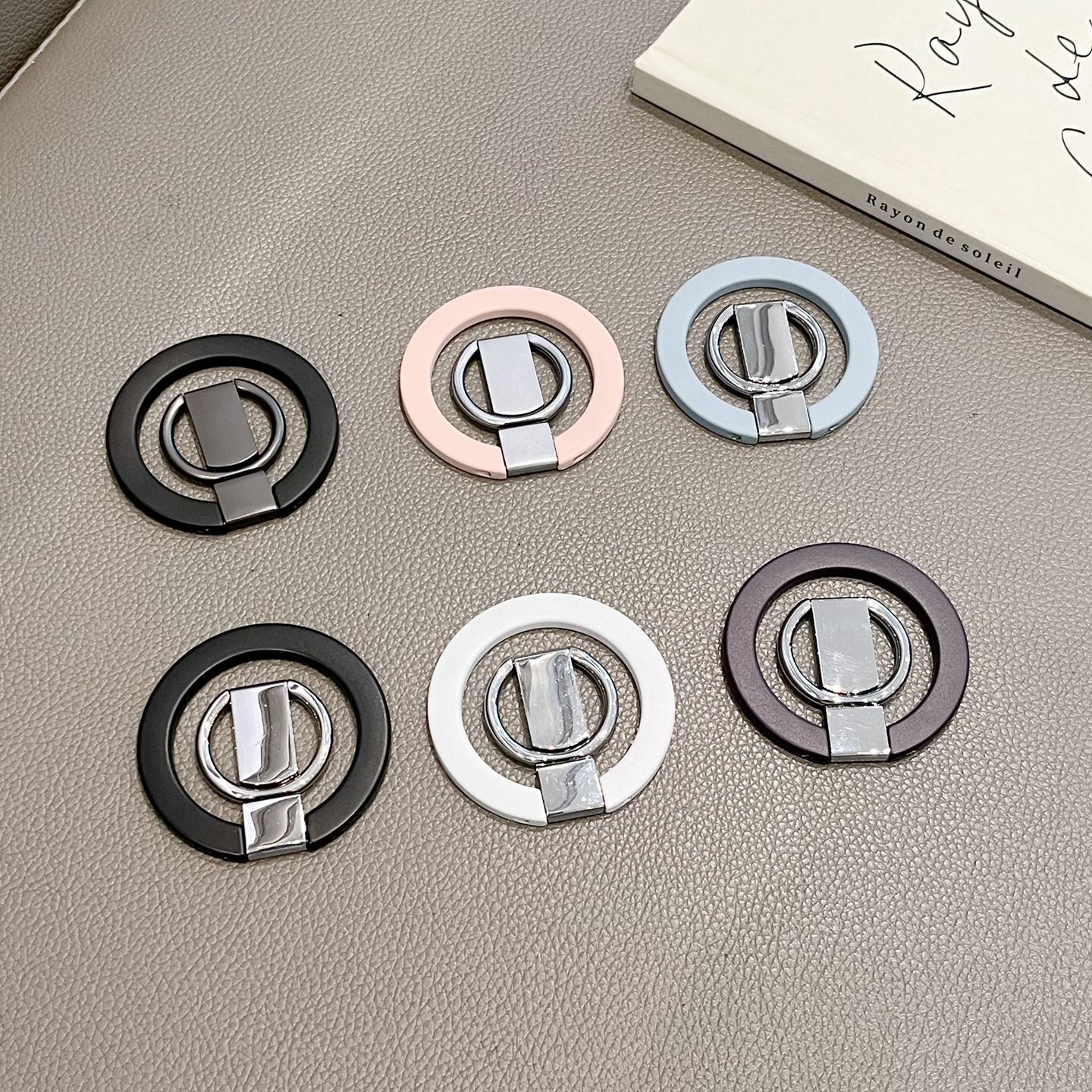 磁吸指环扣一体手机金属支架双轴