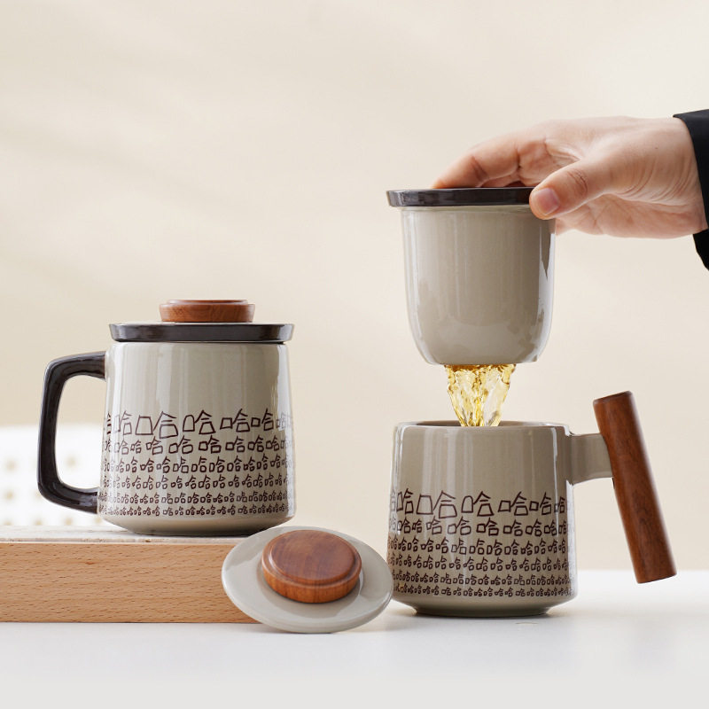 哈哈陶瓷杯子马克杯熊猫茶水分离杯个人情侣水杯办公室泡茶杯,餐饮具,马克杯,淘宝优惠券,粉丝福利购,淘宝优惠卷