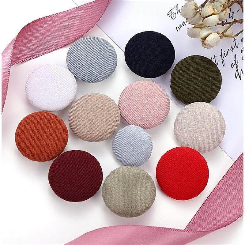 一件6颗送针线圆形包布扣彩色手缝暗孔秋冬服饰搭配纽扣