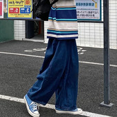 宽松老爹裤 韩版 男垂感阔腿灯笼裤 日系大码 ins古着百搭工装 牛仔裤