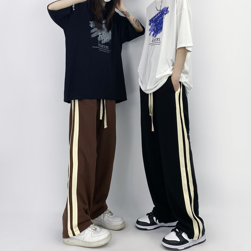 嘻哈卫裤撞色条纹运动裤情侣长裤