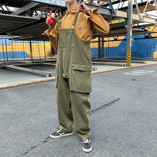工装 裤 阔腿裤 潮牌背带裤 ins网红吊带裤 美式 老爹裤 男女 宽松连体裤