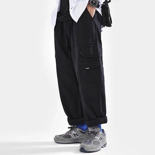 日系垂感九分休闲裤 男宽松阔腿百搭直筒裤 裤 港风ins纯色古着工装