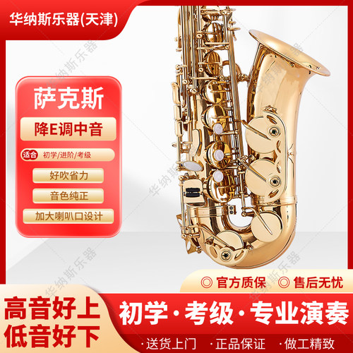 华纳斯电泳金中音降E调中老年零基础萨克斯初学考级专业演奏 通用