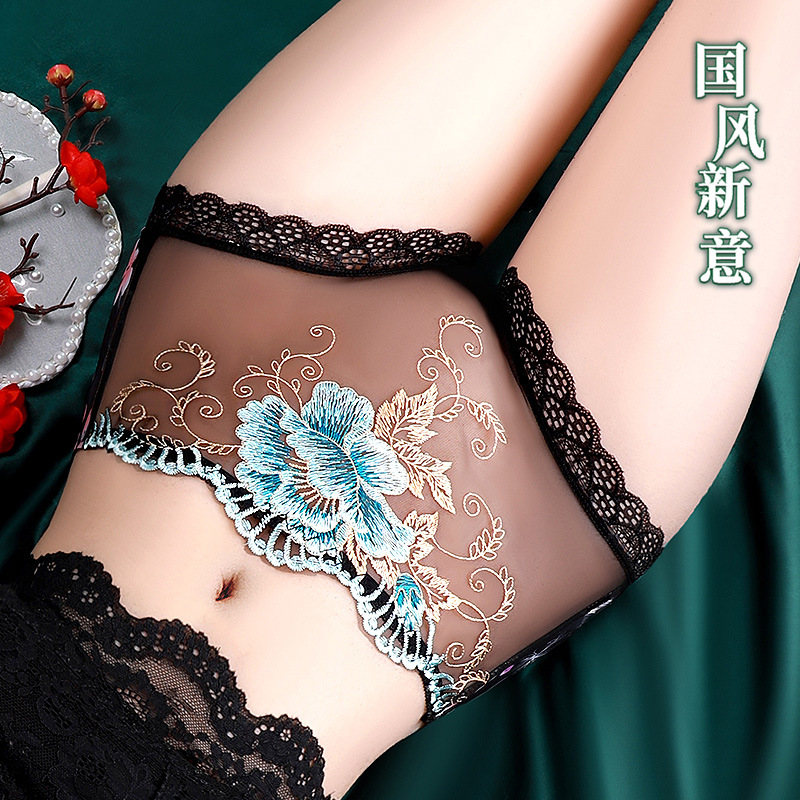 颜蓓薇一件代发性感蕾丝内裤女2025新款国风刺绣中腰大码短裤720
